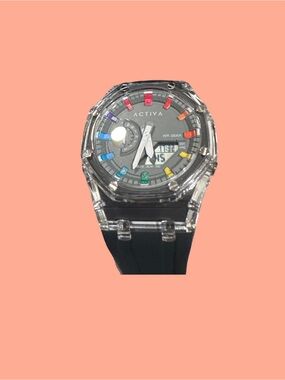 Ativa Black Watch with Rainbow Hour Markers